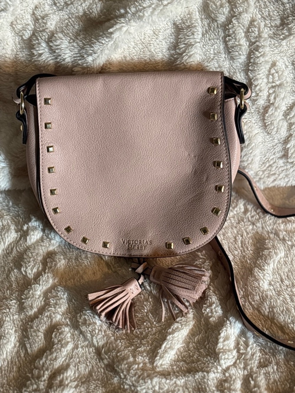 Victoria's Secret Powder Pink Saddle Crossbody with Tassels